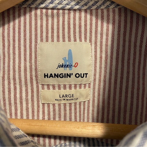 Johnnie O Blue Stripe Long Sleeve Button Down Shirt Mens Large *NOTE - Picture 7 of 10